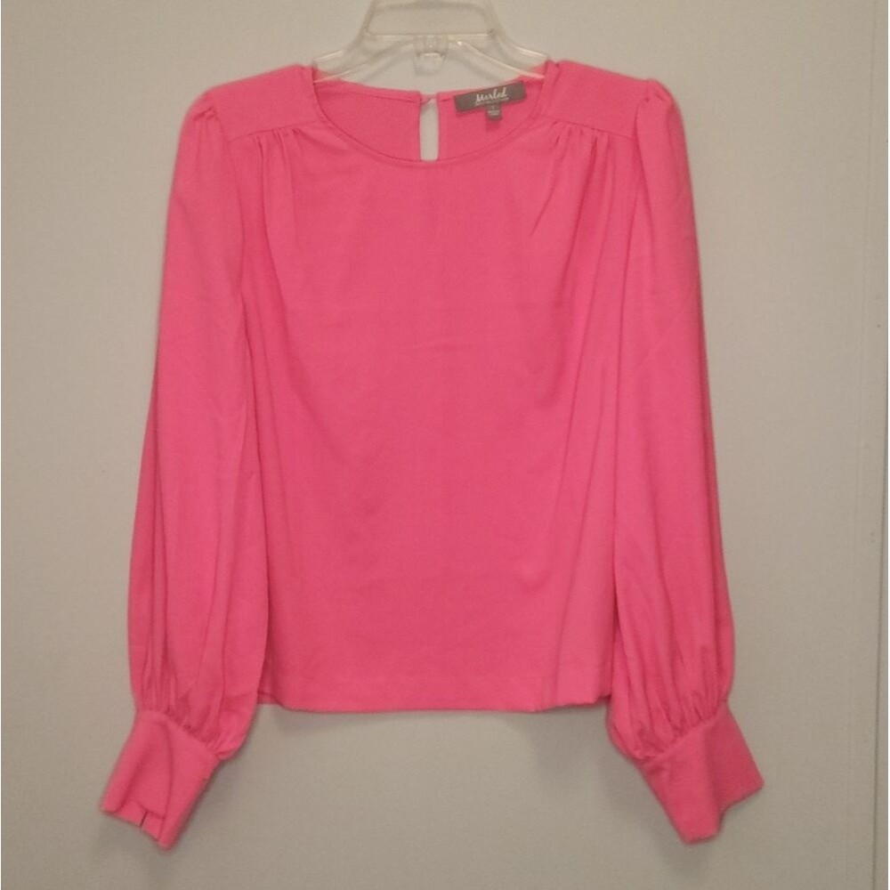 Marbled Reunited Clothing Hot Pink Long-Sleeve Blouse Size Small